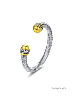 Dragon Cuff Bangle Two Tone Twisted Cable Cuff Bangle